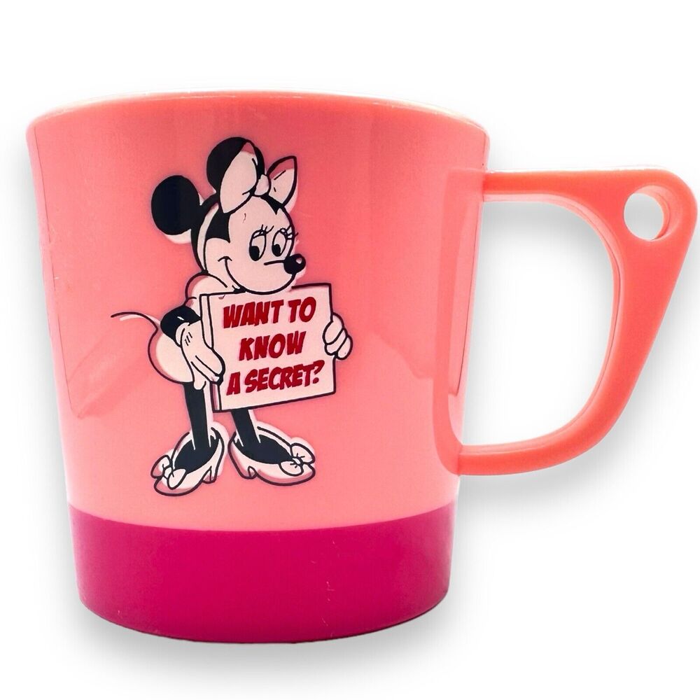 Japan Disney Minnie Mouse Plastic Mug Kids Cup Retro